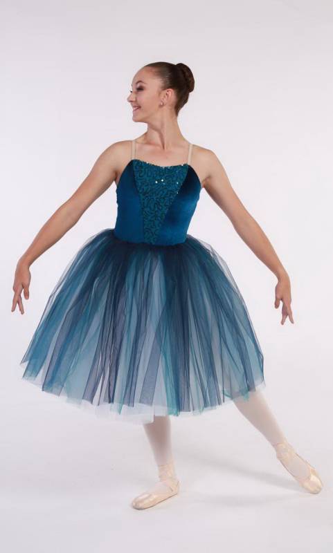 MESMERISE - romantic  - Teal velvet and sequin,  multi tone tulle 