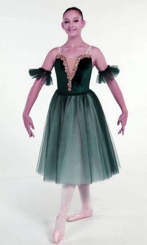 CASSANDRA - Romantic - Bottle Green and gold