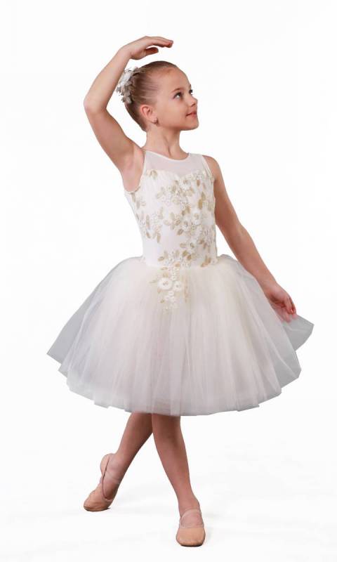 FLOWER GIRL - ROMANTIC TUTU + hair accessory - Ivory and Gold