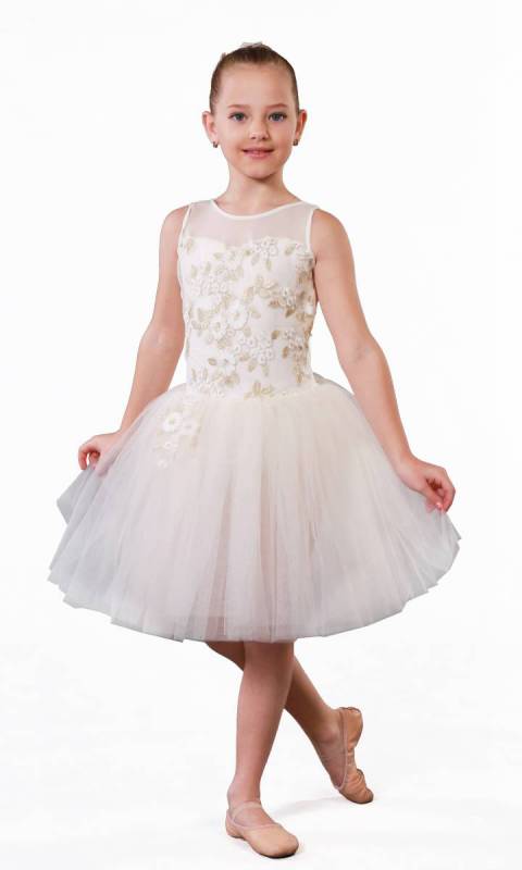 FLOWER GIRL - ROMANTIC TUTU + hair accessory - Ivory and gold