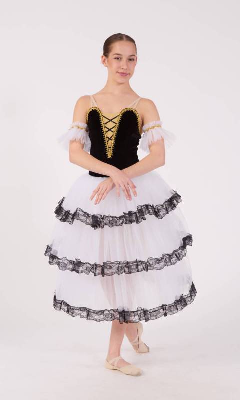 KITRI - SPANISH ROMANTIC TUTU + armbands - White and Black