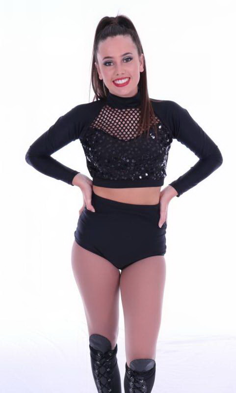 CABARET SEQUIN CROP TOP - BLACK