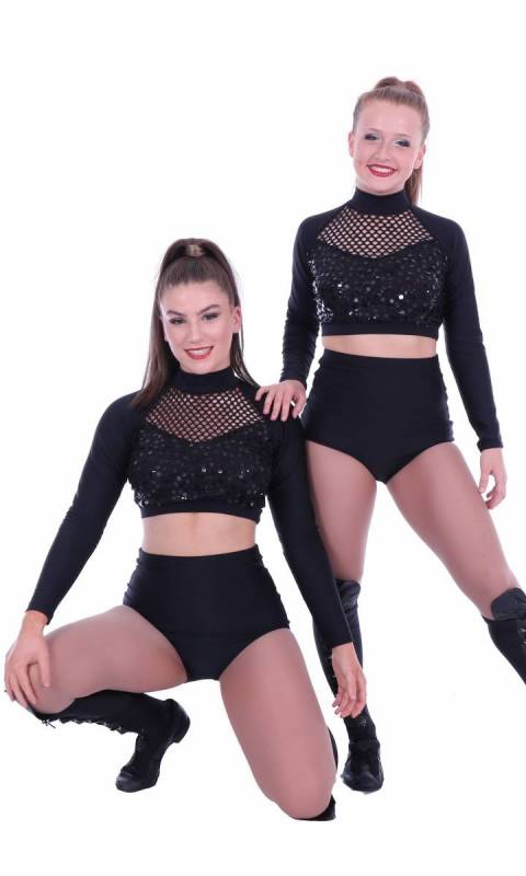 CABARET SEQUIN CROP TOP - BLACK