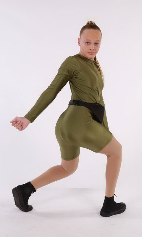 TWERK IT  - OLIVE GREEN NYLON LYCRA