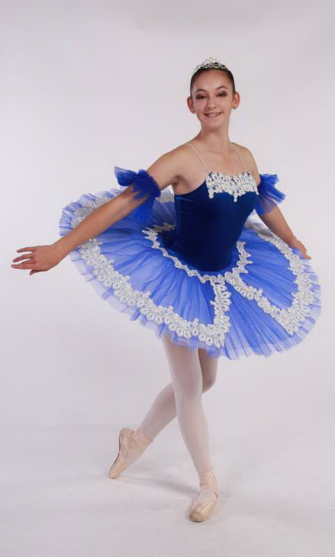 CHANTILLY - Pancake tutu  - Royal Blue with white lace 