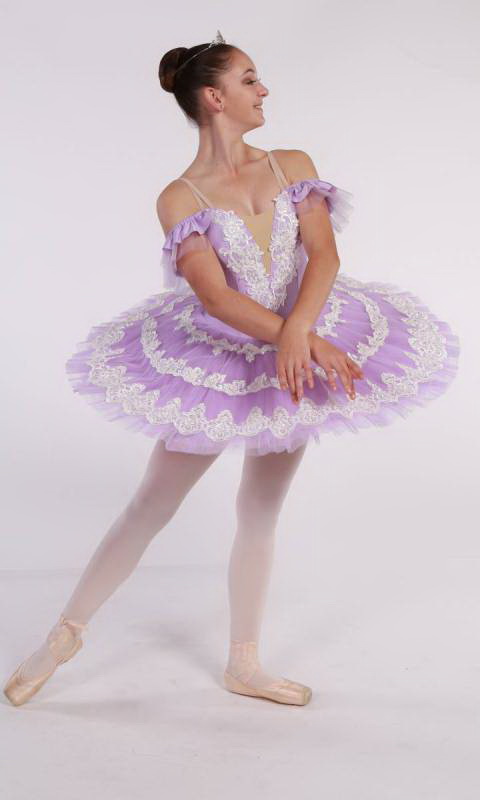 FRENCH LACE - Pancake tutu  - Mauve and white 