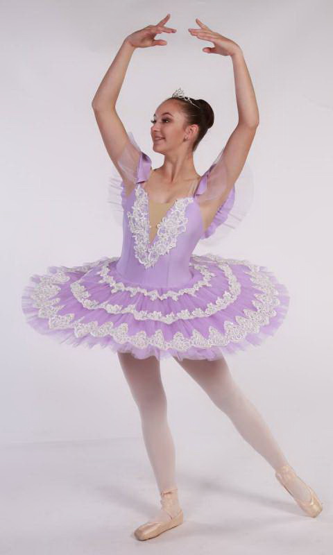 FRENCH LACE - Pancake tutu  - Mauve and white 