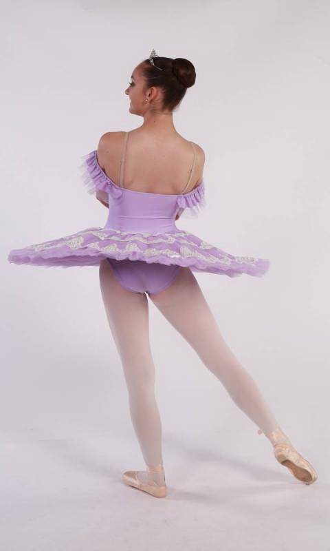 FRENCH LACE - Pancake tutu  - Mauve and white 