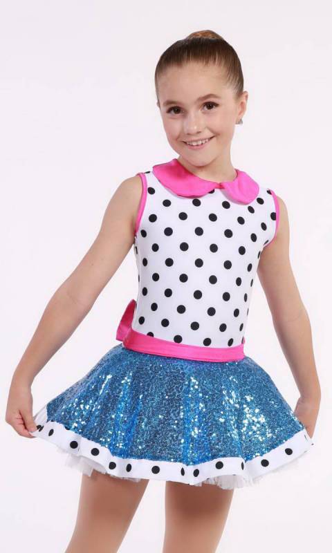 JUST A KID - DOTS N SEQUINS - Aqua white and black and hot pink  220118