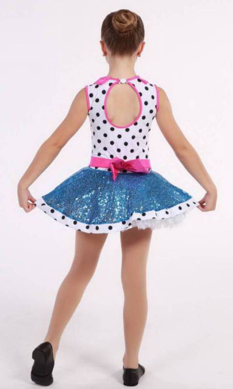 JUST A KID - DOTS N SEQUINS - Aqua white and black and hot pink  220118