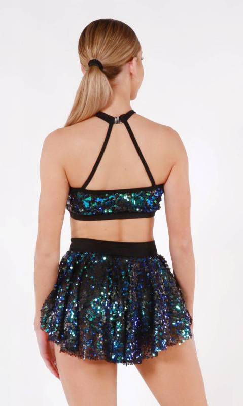 ROXIE  - PEACOCK SEQUINS ON BLACK VELVET