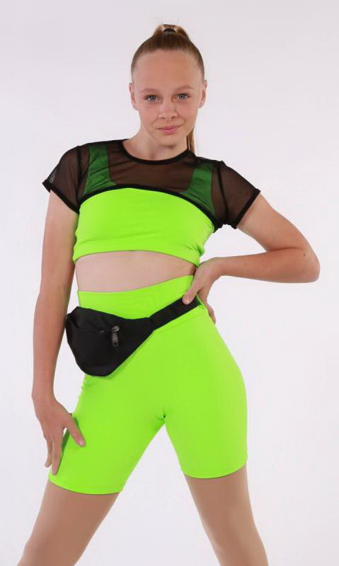 DANCE OFF  - Neon Green Supplex with black mesh 