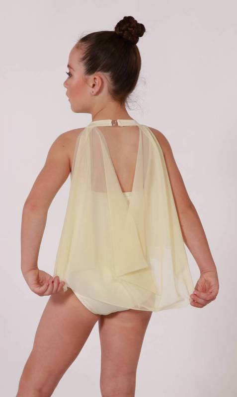 IMOGEN - Applique Leotard Aust Made - Cream with cream sequin applique