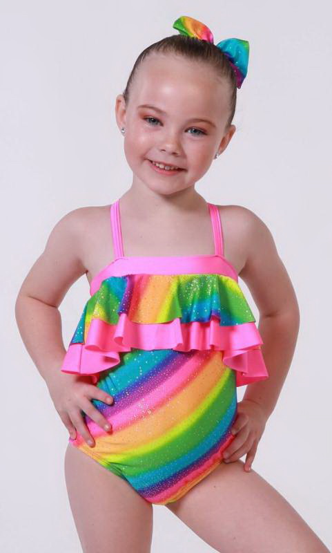 Jo Jo Leotard  - Rainbow sparkle and fluro pink 