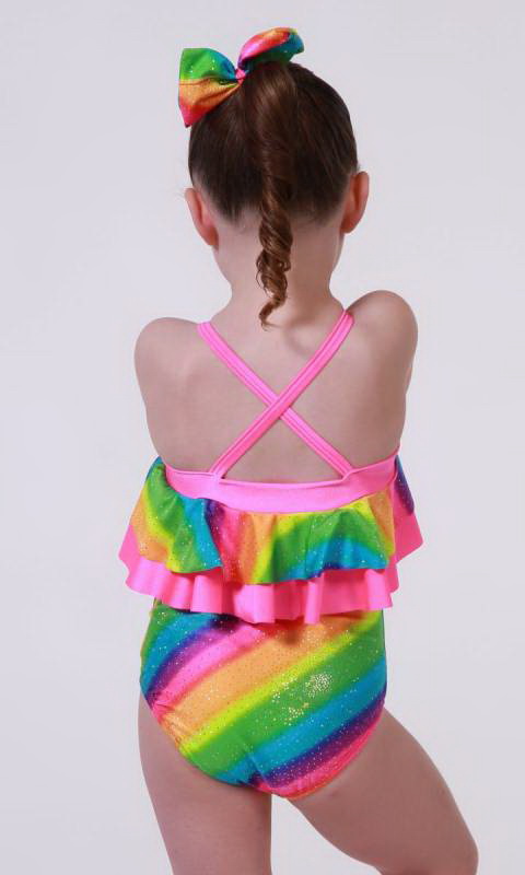 Jo Jo Leotard  - Rainbow sparkle and fluro pink 