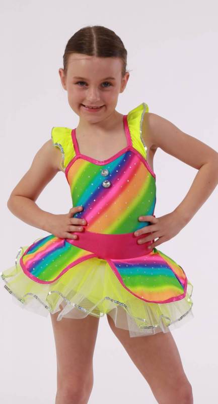 NEON RAINBOW + 2 hair bows Dance Costume