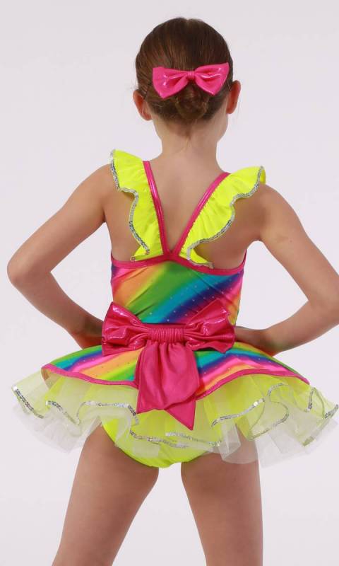 NEON RAINBOW + 2 hair bows - Rainbow + Neon Yellow + Pink 