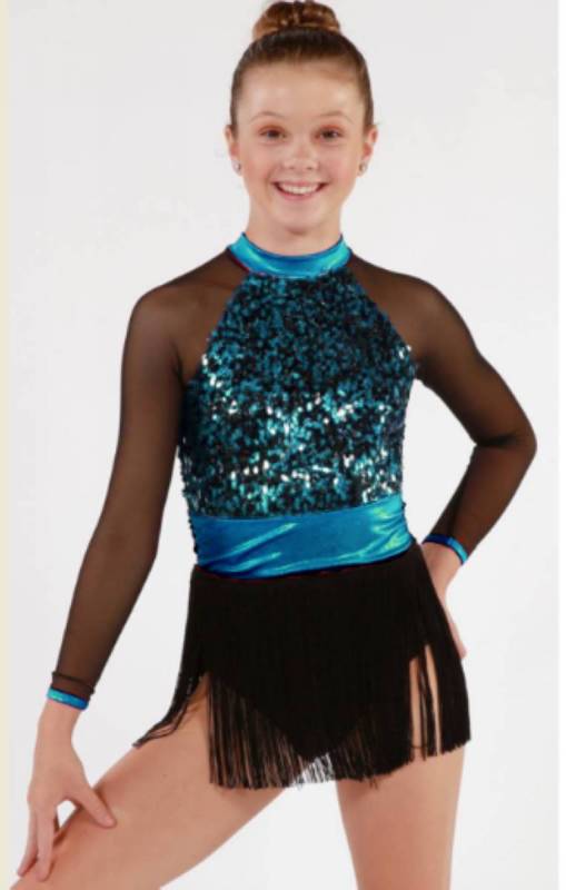 ALL SHOOK UP - sequin hair accessory - fringe - Aqua and Black