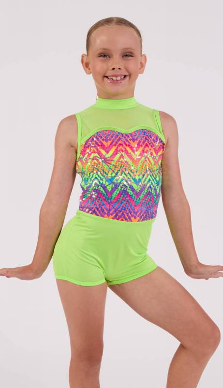 Neon Yellow and Print lycra 589