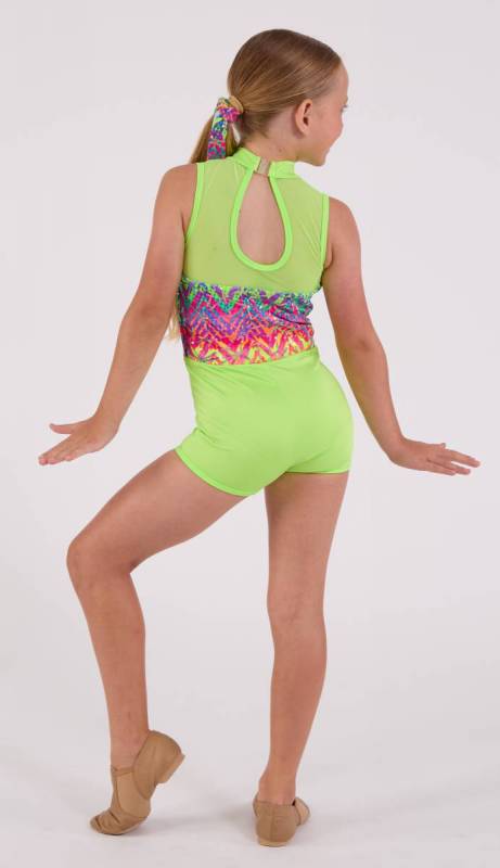 Neon Yellow and Print lycra 589
