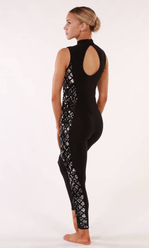 ILLUSION unitard  - Black and silver 