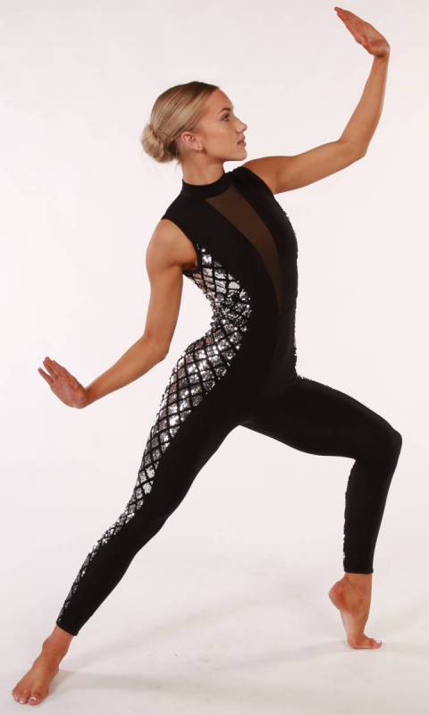 ILLUSION unitard  - Black and silver 