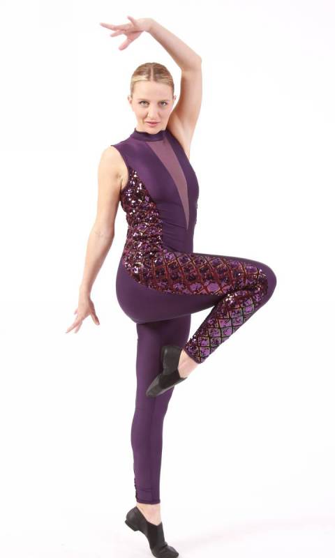 ILLUSION unitard - Aubergine