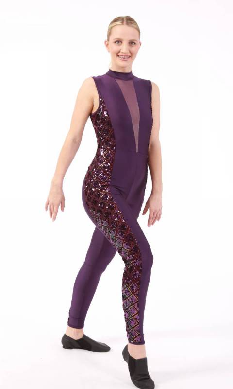 ILLUSION unitard - Aubergine