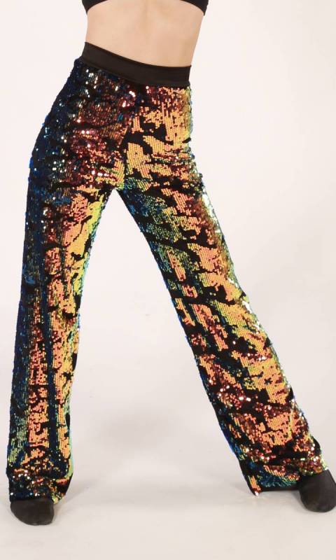 SENSATIONAL PANTS  - BLUE ORANGE SEQUIN VELVET