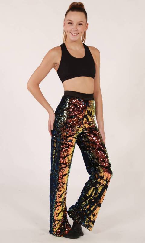 SENSATIONAL PANTS  - BLUE ORANGE SEQUIN VELVET