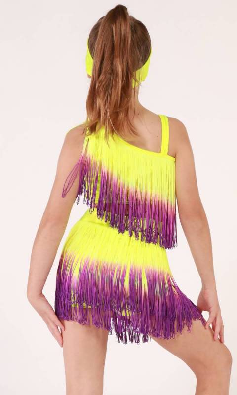 FUNKY FRINGE - PLUS HEADBAND  - Yellow and Purple