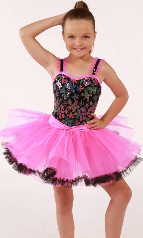 LETS DANCE  - Black floral and hot pink 