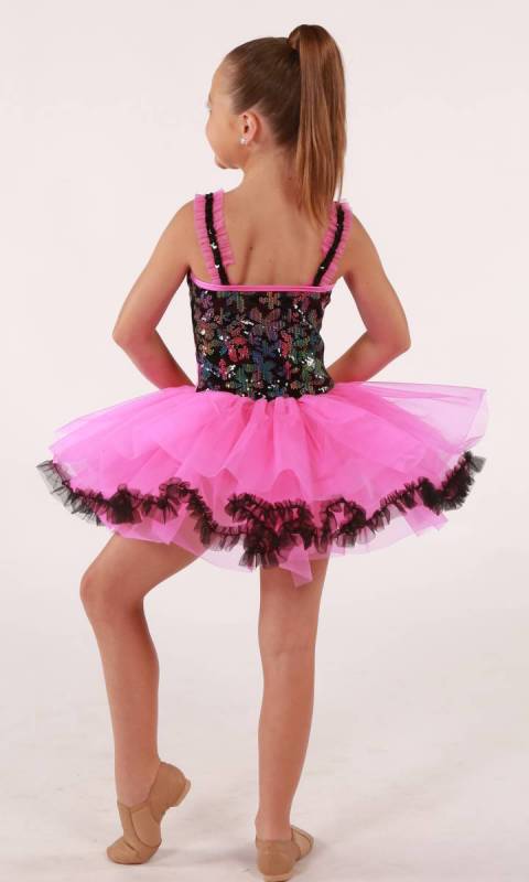 LETS DANCE  - Black floral and hot pink 