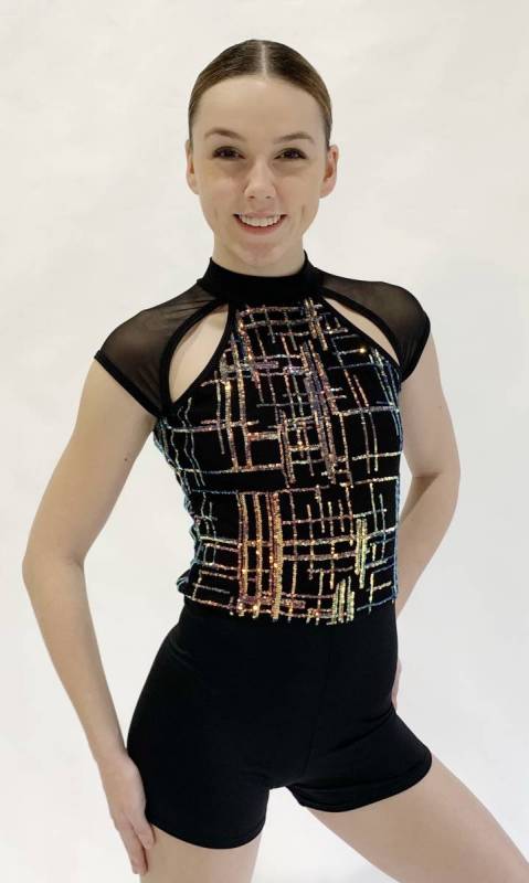 CONFIDENT  - Black and coloured sequin mesh 