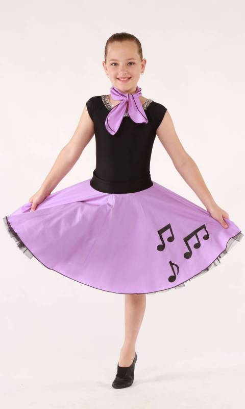 Poplin full circle skirt & necktie with music print  petticoat(7829) and leotard (7027)sold separate