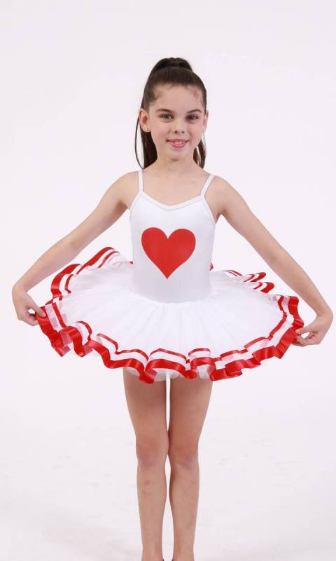PLAYING CARDS TUTU  - White + Red Heart 