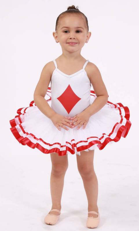 PLAYING CARDS TUTU  - White + Red Diamond