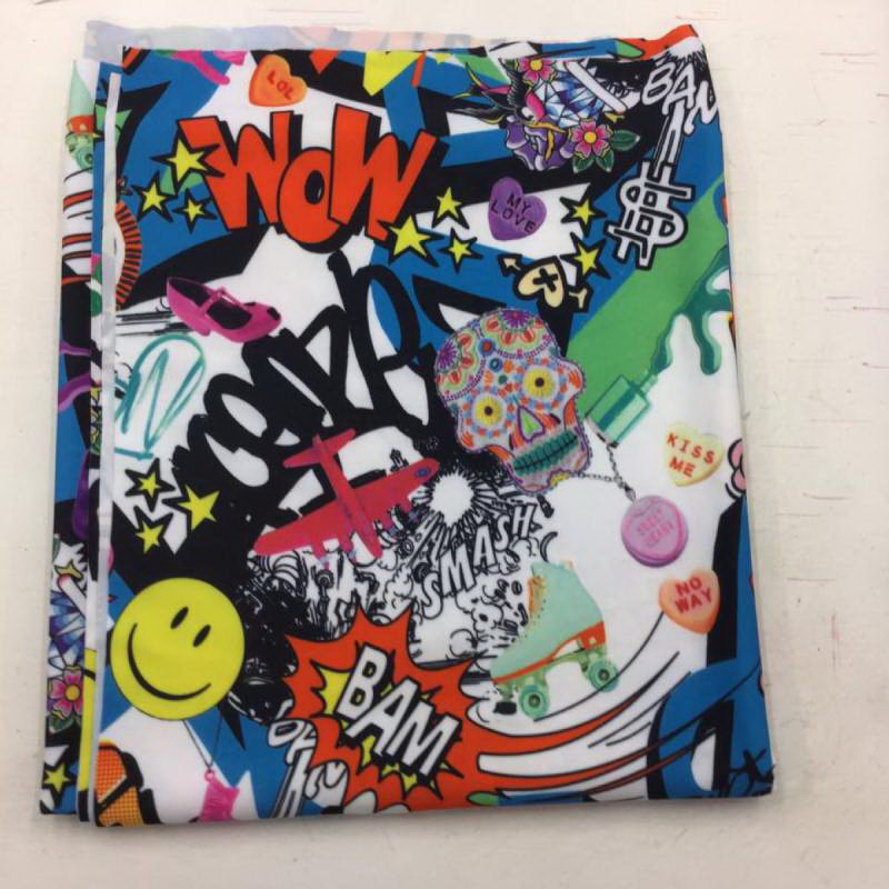 BAM POW PRINTED SPANDEX  - Multi colour bam pow print 