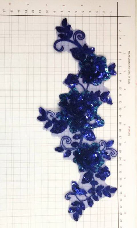 FLOWER SWIRL SEQUIN APPLIQUE  - ROYAL BLUE 