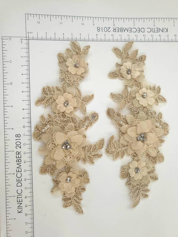 Gold Base 3D Applique Pair Dance Costume